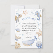 Unter dem Meer! Niedlich Blue Boy Baby Dusche Dankeskarte (Vorderseite)