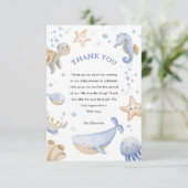 Unter dem Meer! Niedlich Blue Boy Baby Dusche Dankeskarte (Stehend Vorderseite)