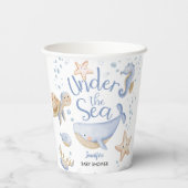 Unter dem Meer! Niedlich Blue Boy Baby Dusche Pappbecher (Rückseite)