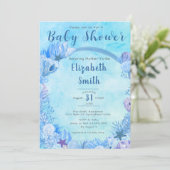 Unter dem Meer Niedlich Blue Boys Babydusche Einladung (Stehend Vorderseite)