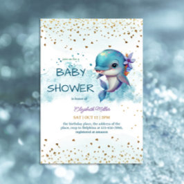 Unter dem Meer Niedliche Dolphin Baby Boy Dusche Einladung