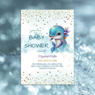 Unter dem Meer Niedliche Dolphin Baby Boy Dusche Einladung