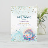 Unter dem Meer Niedliche Dolphin-Kinderdusche Einladung (Stehend Vorderseite)