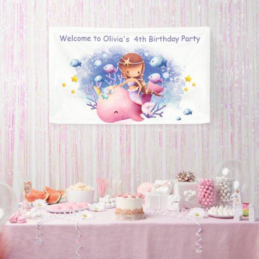 Unter dem Meer, Niedliche Meerjungfrau zum Geburts Banner (Party)