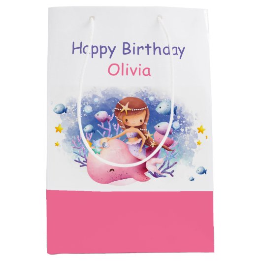 Unter dem Meer, Niedliche Meerjungfrau zum Geburts Mittlere Geschenktüte (Vorderseite)