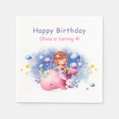 Unter dem Meer, Niedliche Meerjungfrau zum Geburts Serviette (Vorderseite)