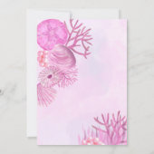 Unter dem Meer Niedliche Pink-Girl-Babydusche Einladung (Rückseite)