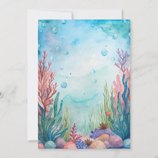 Unter dem Meer niedliche Schildkröte Aqua Blue Bab Einladung (Rückseite)