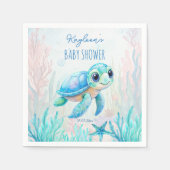 Unter dem Meer niedliche Schildkröte Aqua Blue Bab Serviette (Vorderseite)