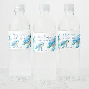 Unter dem Meer niedliche Schildkröte Aqua Blue Bab Wasserflaschenetikett