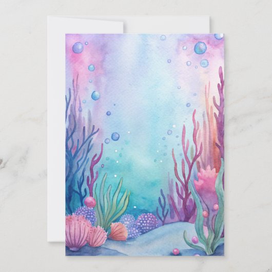 Unter dem Meer niedliche Schildkröte lila rosa Bab Einladung (Rückseite)