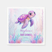 Unter dem Meer niedliche Schildkröte lila rosa Bab Serviette (Vorderseite)