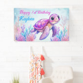Unter dem Meer niedliche Schildkröte pink glücklic Banner (Insitu)