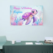 Unter dem Meer niedliche Schildkröte pink glücklic Banner (Messeveranstaltung)