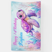 Unter dem Meer niedliche Schildkröte pink glücklic Banner (Vertikal)