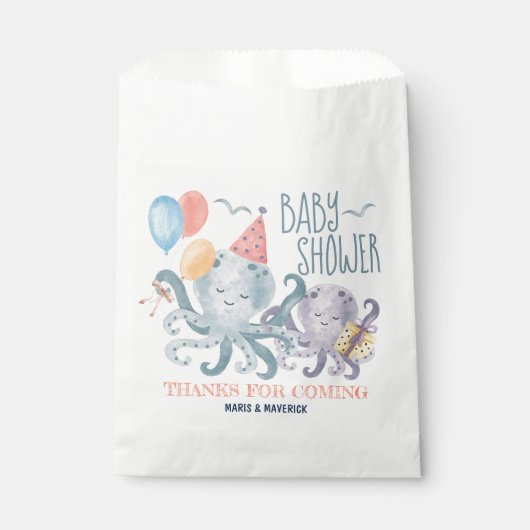 Unter dem Meer Octopus Babydusche Vielen Dank Geschenktütchen (Vorderseite)