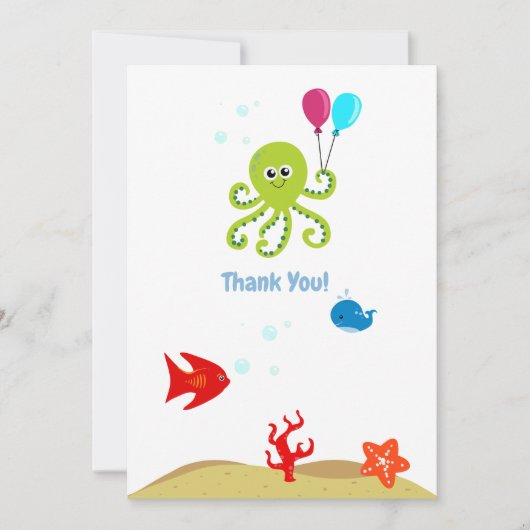 Unter dem Meer Oktopus Junge Geburtstag Dankeskarte (Vorderseite)