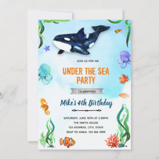 Unter dem Meer Orca Geburtstag Einladung