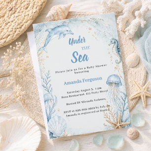 Unter dem Meer Ozean blauer Junge Baby Shower Einladung