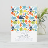 Unter dem Meer, Ozean Creatures Baby-Dusche Einladung (Stehend Vorderseite)