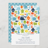 Unter dem Meer, Ozean Creatures Baby-Dusche Einladung (Vorne/Hinten)