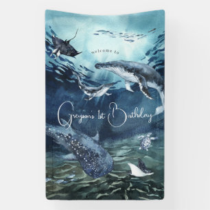 Unter dem Meer   Ozean Geburtstagsfeier Willkommen Banner