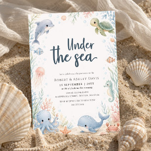 Unter dem Meer Ozean-Tiere Baby-Party Einladung