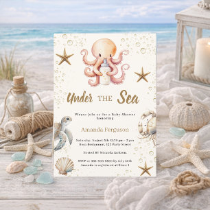 Unter dem Meer Ozean-Tiere Mädchen Baby Shower Einladung