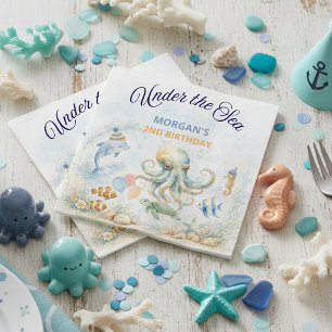 Unter dem Meer Ozean Tiere Oktopus Geburtstag Serviette