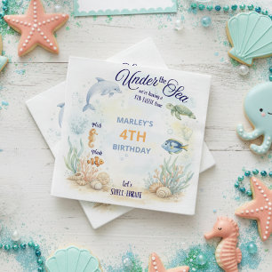 Unter dem Meer Ozean-Tiere Strand Geburtstag Serviette