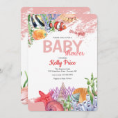 Unter dem Meer Pink Babydusche Einladung (Vorne/Hinten)