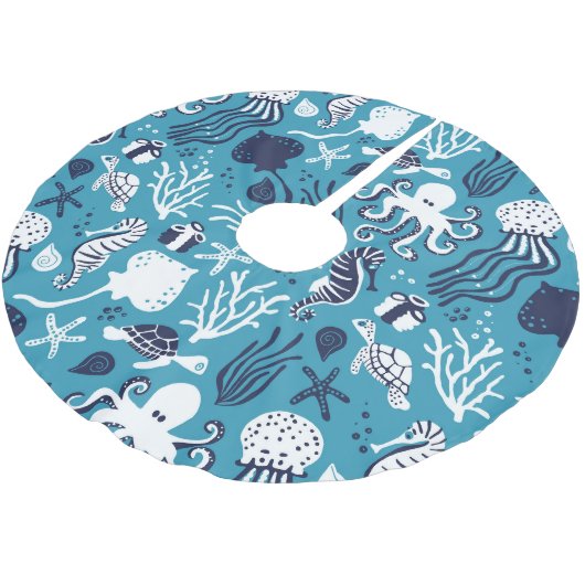 Unter dem Meer Polyester Weihnachtsbaumdecke (Schrägansicht)