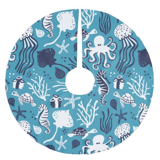 Unter dem Meer Polyester Weihnachtsbaumdecke (Vorderseite)