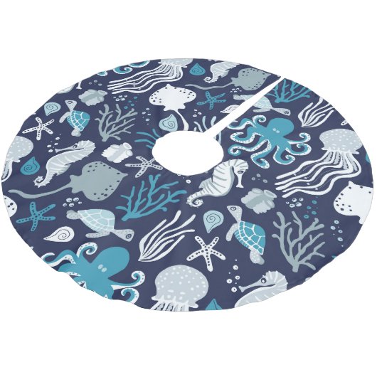 Unter dem Meer Polyester Weihnachtsbaumdecke (Schrägansicht)