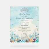 Unter dem Meer Quinceanera Cocktails Bar Menu Acrylschild (Vorderseite)