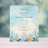 Unter dem Meer Quinceanera Cocktails Bar Menu Acrylschild (Neutral)