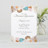 Unter dem Meer Quinceanera Party Seashells Grenze Einladung (Stehend Vorderseite)