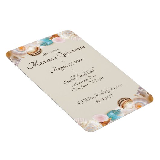 Unter dem Meer Quinceanera Party Seashells Grenze Magnet (Rechte Seite)