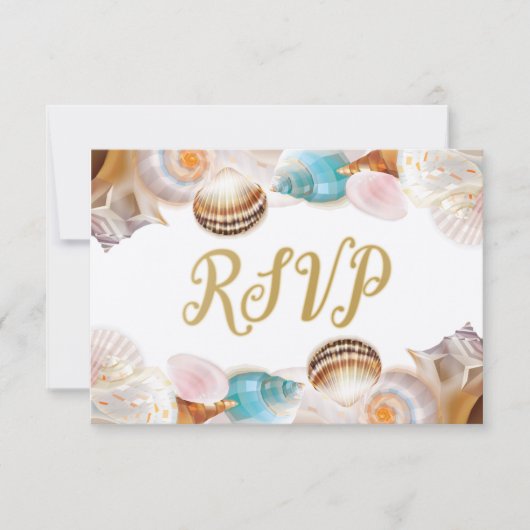 Unter dem Meer Quinceanera Party Seashells Grenze RSVP Karte (Vorderseite)