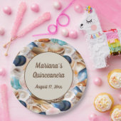 Unter dem Meer Quinceanera Party Seashells Muster Pappteller (Party)