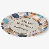 Unter dem Meer Quinceanera Party Seashells Muster Pappteller (Schrägansicht)