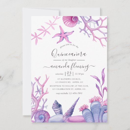 Unter dem Meer Quinceñera Ankündigung (Vorderseite)