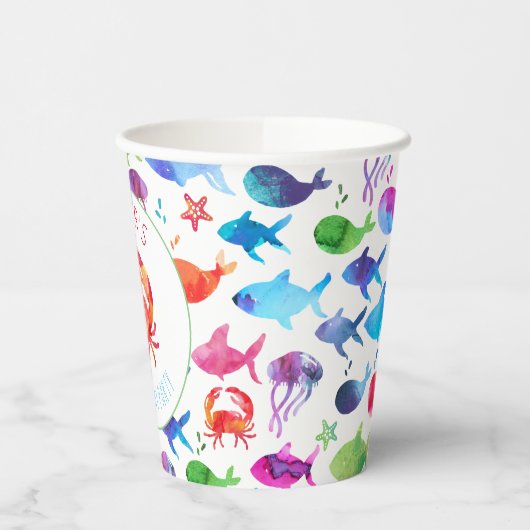 Unter dem Meer Rainbow Crab Birthday Baby Shower Pappbecher (Links)