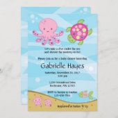 Unter dem Meer Rosa Kinderdusche Einladungen (Vorne/Hinten)