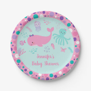 Unter dem Meer rosa Lila Babydusche Pappteller