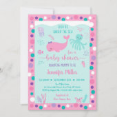 Unter dem Meer rosa Lila Kinderdusche Einladung (Vorderseite)