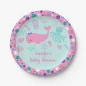 Unter dem Meer rosa Lila Kinderdusche Pappteller (Vorderseite)