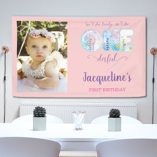 Unter dem Meer Rosa Mädchen 1. Geburtstag Party Banner