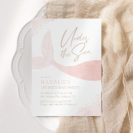 Unter dem Meer Rosa Meerjungfrau Mädchen Geburtsta Einladung