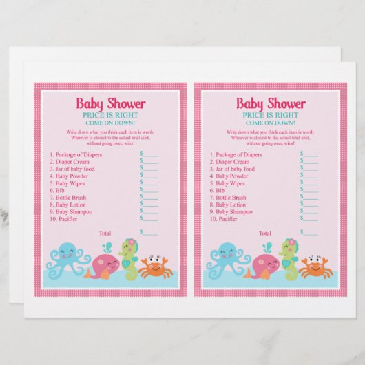 Unter dem Meer/Rosa Whale "Preis ist richtig" Spie (Vorne/Hinten)